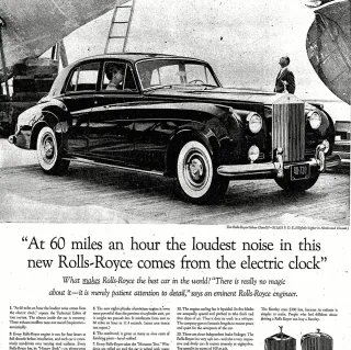 Annuncio della campagna Rolls-Royce «At 60 miles an hour»
